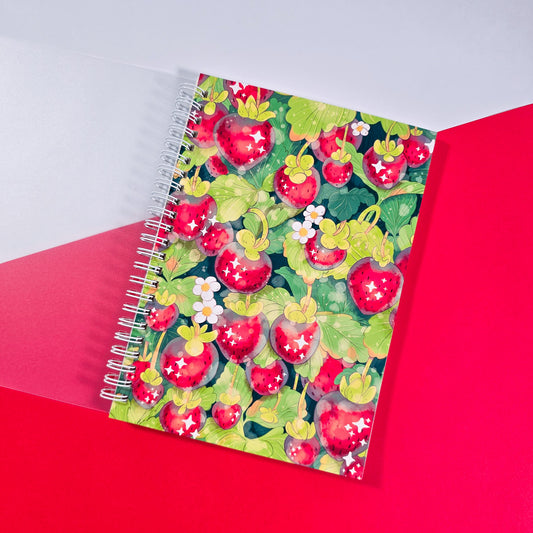 Reusable sticker book with strawberry field cover