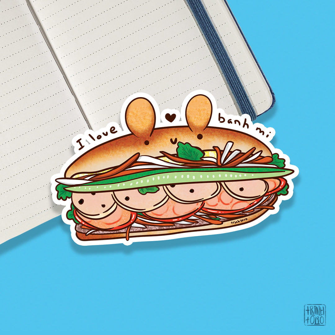 Banh mi sandwich holographic sticker