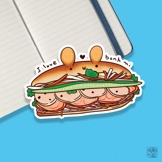 Banh mi sandwich holographic sticker