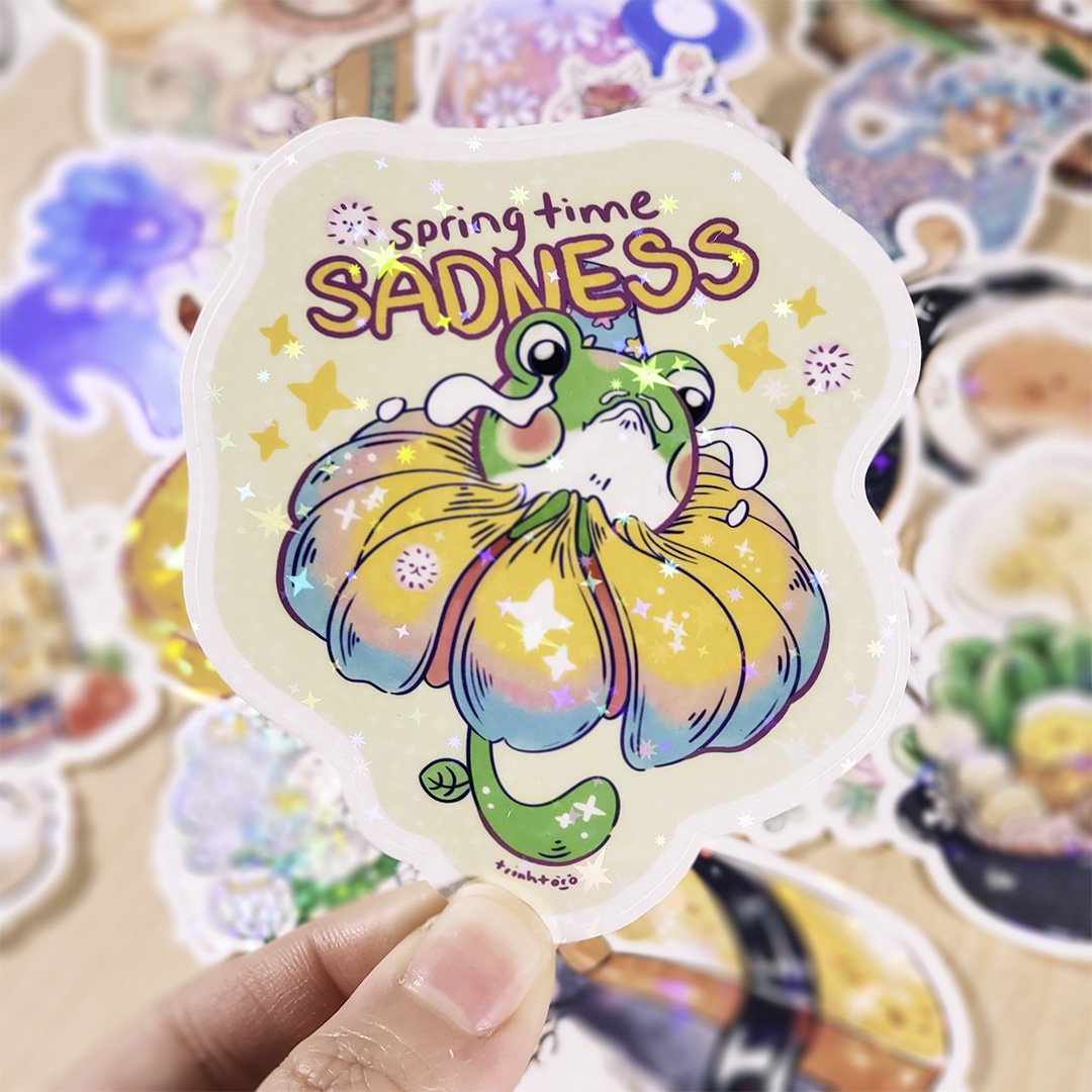 Spring time sadness holographic sticker