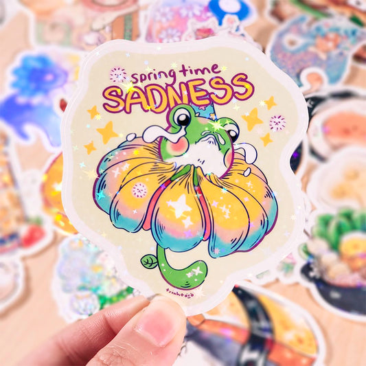 Spring time sadness holographic sticker