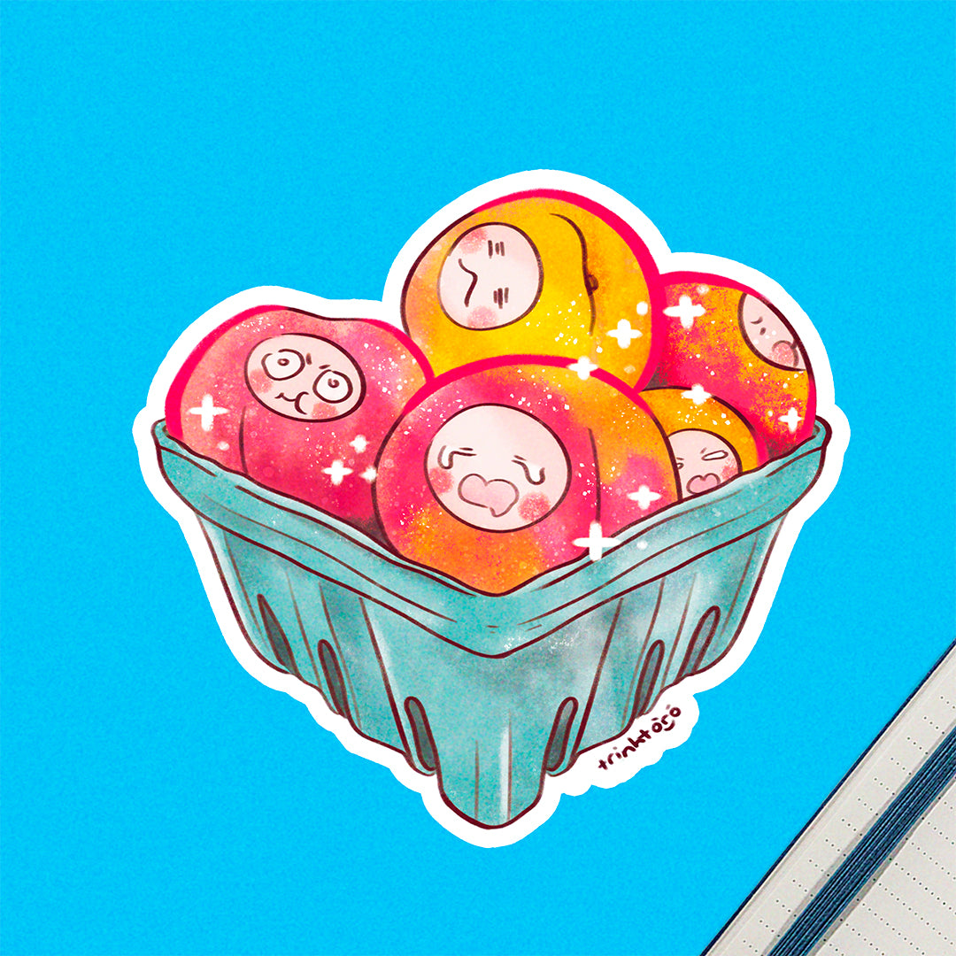 Peaches peaches peaches holographic sticker