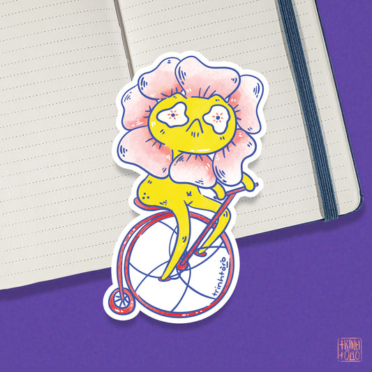 Sour lemon unicycle holographic sticker