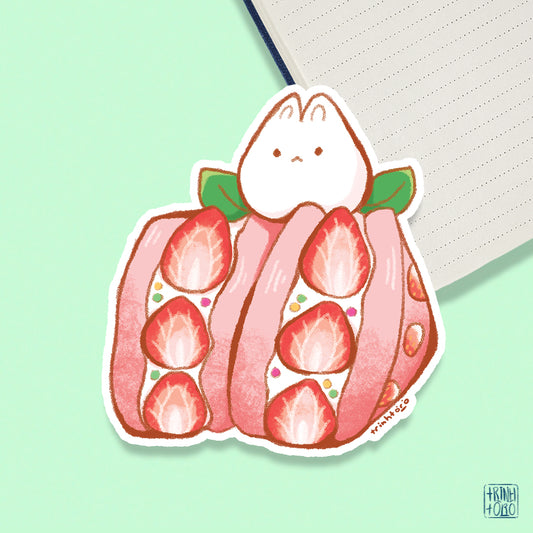 Strawberry sandwich holographic sticker