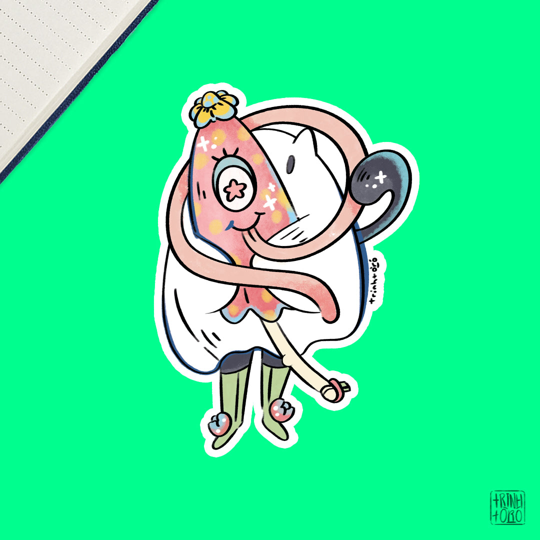 Umbrella yokai holographic sticker